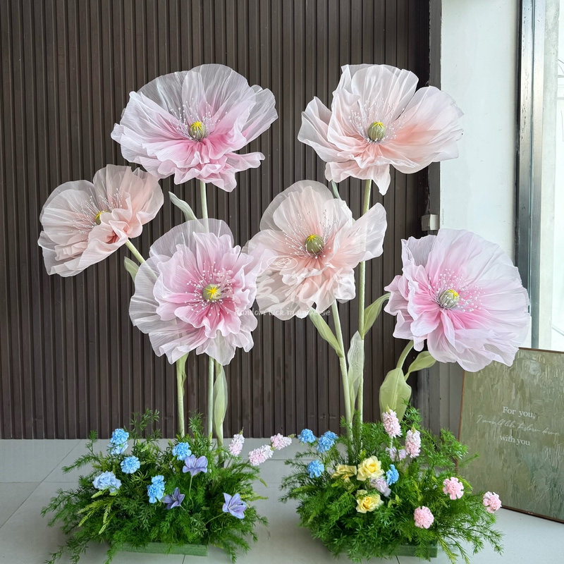 New Giant Paper Art Poppy Silk Mesh Decorative Floral Paper Flowers for Window Display, Wedding Celebration, Artificial Fake Flowers for Wedding New Giant Paper Art Poppy Silk Mesh Decorative Floral Paper Flowers for Window Display, Wedding Celebration, Artificial Fake Flowers for Wedding