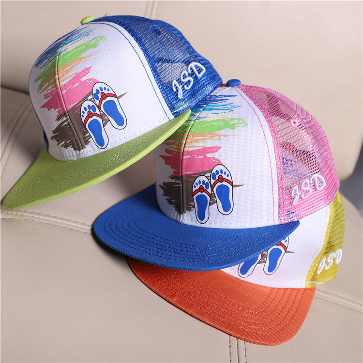 Parents, boys and girls summer beach seaside vacation wind flat edge baseball cap mesh sun hat adjustable 029