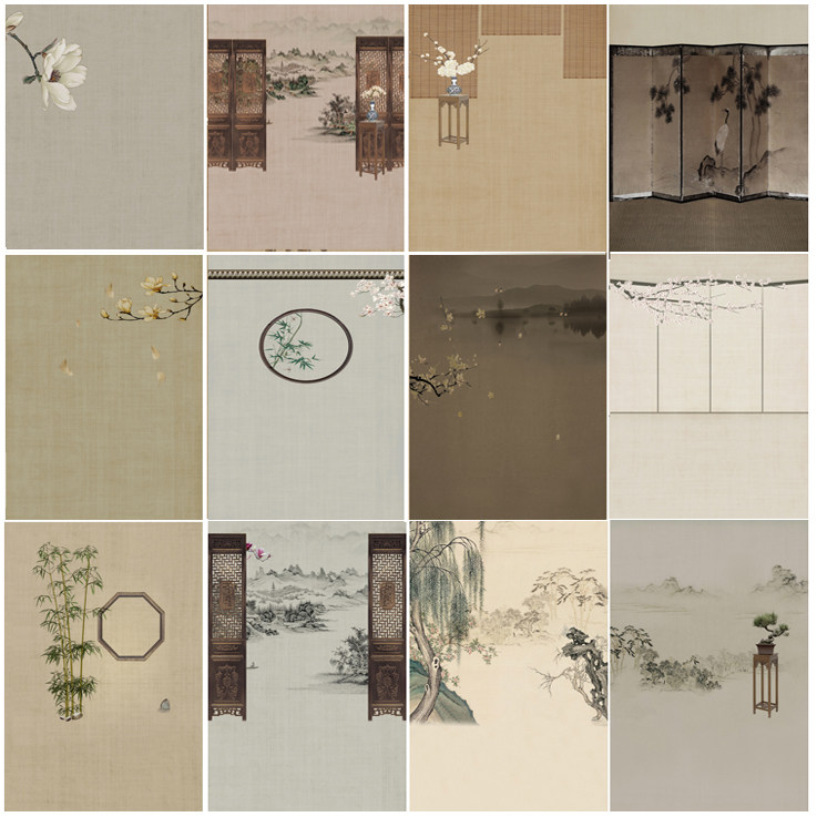 Chinese Wind Classical Work Stroke Ancient Dress Photo Theme Background Qipao Writing True Photography Background Cloth Full Family Fu