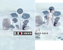 New photo studio costume photo theme background ancient style photo photography background cloth wind Lotus