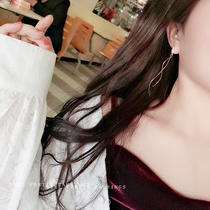 2020 New Tide Korean Earrings Female Temperament Long Suitable for Round Face Slim Tassel Earrings Earrings No Earrings