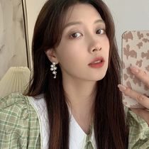Gentle pearl earrings niche design sense advanced Earring Girl temperament long mosquito coil without ear hole ear clip female