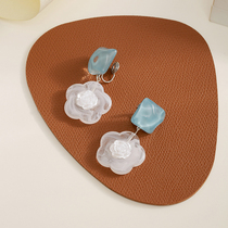 Camellia earrings 2021 New Tide advanced earrings female Net red temperament mosquito coil ear clip without ear hole female