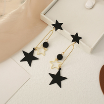 Long star earrings female temperament fashion retro exaggerated geometric earrings Super fairy fringe ear ornaments no ear clip