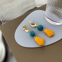 Acrylic geometric irregular earrings simple temperament long earrings advanced sense mosquito coil no ear clip female