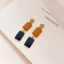 Retro Morandi niche high-grade earrings female trendy earrings long temperament earrings without earrings