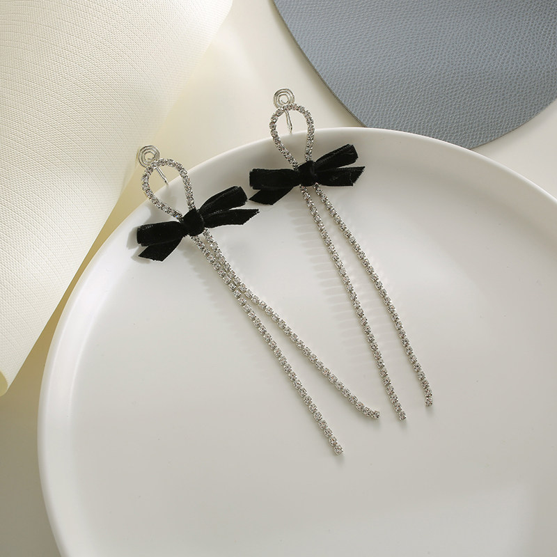 Velvet Butterfly Bow Earring 2021 New Tide Sense Light Luxury Snack Red Flow Slull Plate Without Ear Holes