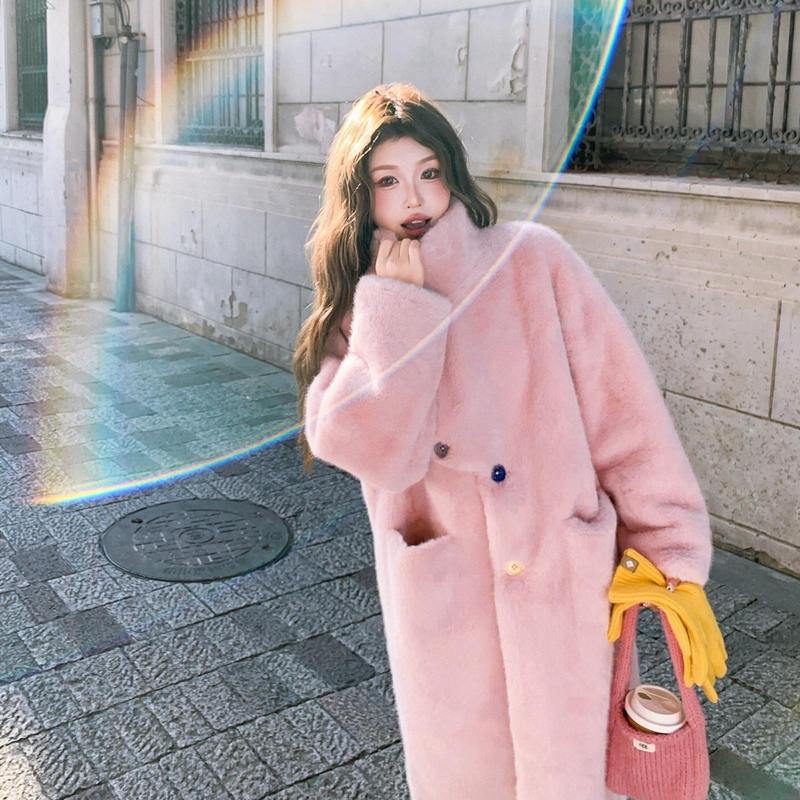 Pink Long Lamb Wool Coat for Women, New Winter Style, Youthful and Trendy, Fleece-Lined and Thickened, Fur Integrated Coat Pink Long Lamb Wool Coat for Women, New Winter Style, Youthful and Trendy, Fleece-Lined and Thickened, Fur Integrated Coat