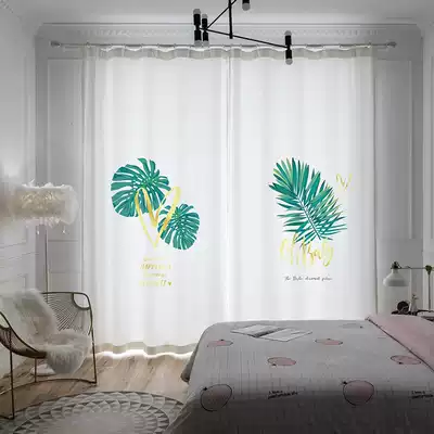 Nordic simple new net red bedroom small curtain living room balcony bay window thick full shade non-perforated curtain