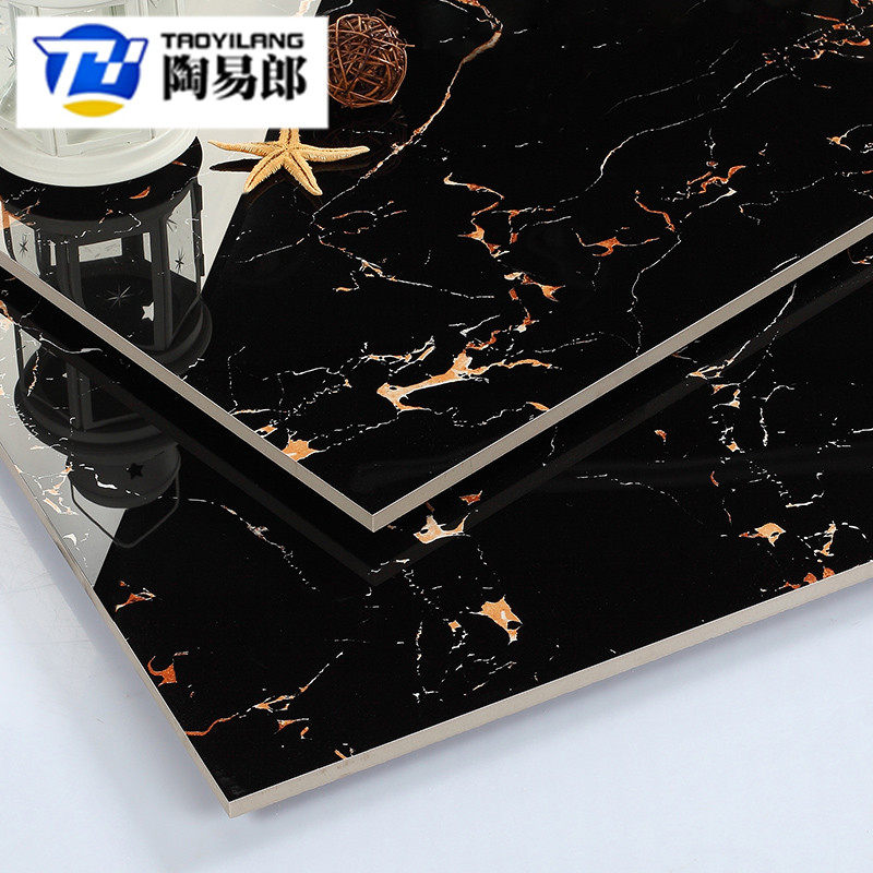 Black Gold Flowers Deep Coffee Mesh Marble Tiles 800x800 Living-room Bedroom Classy Grey Throw Glaze Anti Slip Floor Brick