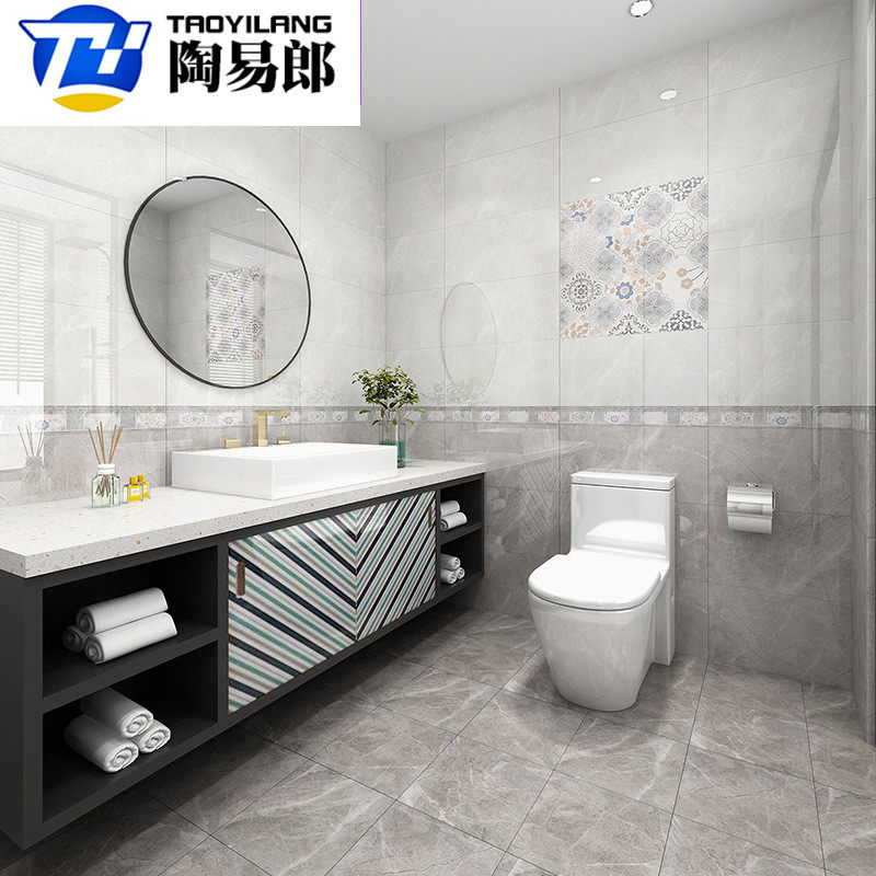 Gray tile 300x600 kitchen powder room wall tile balcony toilet marble pattern impermeable mirror tile