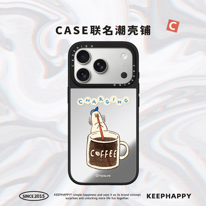 Magnetic Magsafe Collaboration Lying Duck Ssebong Coffee Low Battery Suitable for iPhone 17 Pro Phone Case 16 Pro Max Apple 15 Mirror 14 Plus Japanese and Korean 13 Fun Air