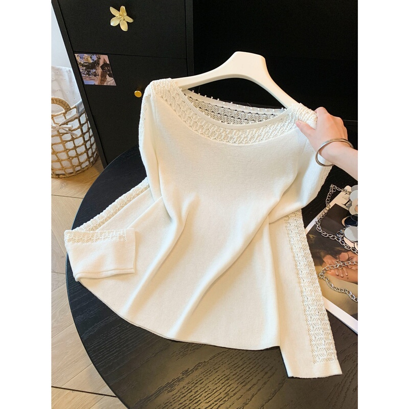 French-Style Lazy Hollow-Out Lace Knit Sweater for Women, 2026 Autumn and Winter New Loose-Fitting Slimming Versatile Elegant Top French-Style Lazy Hollow-Out Lace Knit Sweater for Women, 2026 Autumn and Winter New Loose-Fitting Slimming Versatile Elegant Top