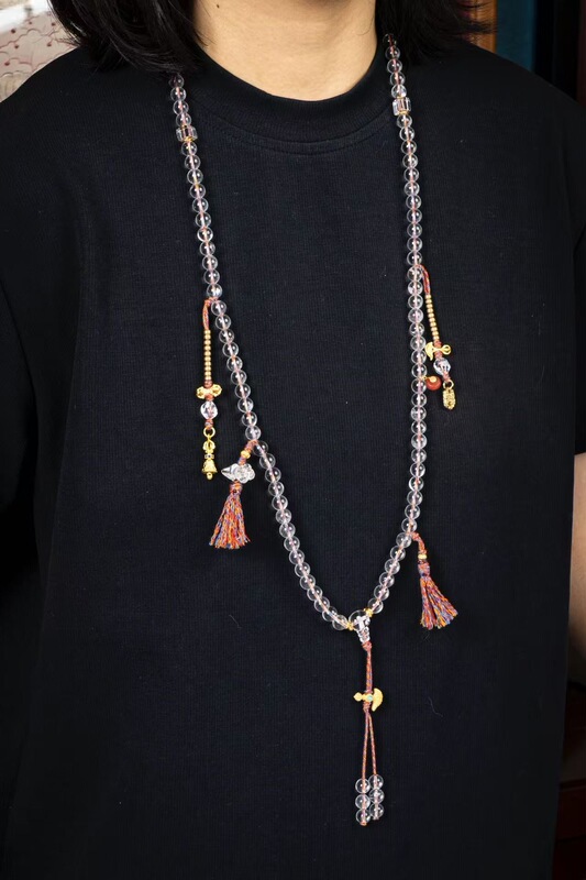 【White Water Reflecting Moon】Natural White Crystal Beads, 108 Pieces, Hand-Woven Tibetan-Style Counting Beads, Sweater Chain, Portable Prayer Beads 【White Water Reflecting Moon】Natural White Crystal Beads, 108 Pieces, Hand-Woven Tibetan-Style Counting Beads, Sweater Chain, Portable Prayer Beads