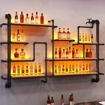Red wine rack wall hanging bar wine rack wine cabinet bar loft iron frame retro industrial wind upper wall hose rack