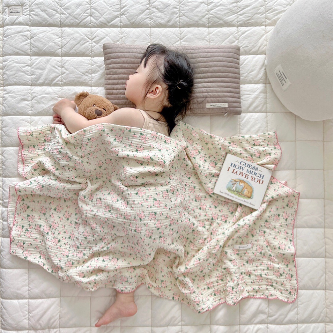 In Korea, Korea All-Cotton Double-layer Blanket Kids A-Class Nap Carpet Baby Slipple Flower Blank