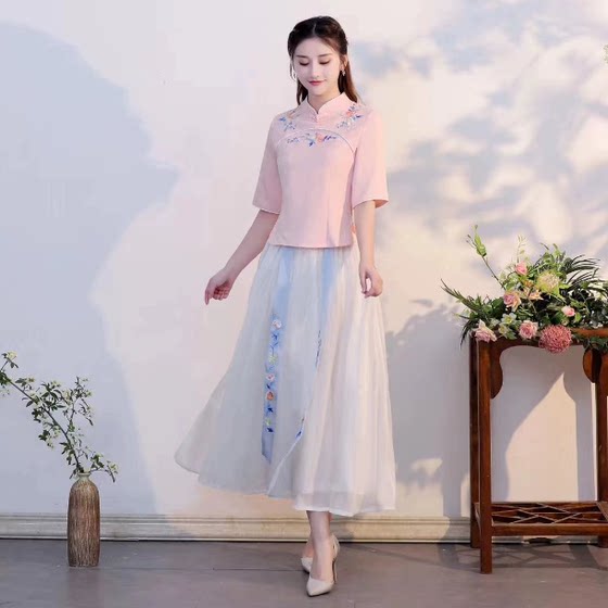 Loss processing retro Chinese style cheongsam Zen tea dress jacket small fresh improved version of the Republic of China Tang suit shirt female