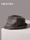 British style patterned wool top hat men's autumn and winter retro curly hat large head circumference gentleman jazz hat travel