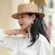 New Summer Raffia Small Top Hat for Women, Flat-Top Straw Hat with Small Brim, Hand-Woven Sun Protection Beach Hat