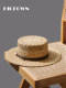 Summer new style men and women Lafite-Hotted Hand-woven Flat Top Hat Wide Band Sunshade Sun Protection Vacation French Beach