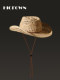 Versatile Straw Hat for Summer Outings, Rolled Brim, Wide Brim, Hollowed Out, Vacation Sunshade, Breathable, Western Cowboy Style, Fashionable
