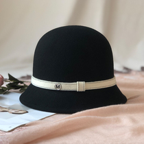 Hat New womens autumn and winter small along the basin hat Fisherman hat Wool felt hat Elegant Hepburn style British hat Small topper