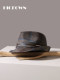 British style patterned wool top hat men's autumn and winter retro curly hat large head circumference gentleman jazz hat travel