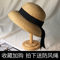 Summer Ins straw grass fisherman visor face small elegant French retro top hat female seaside vacation travel