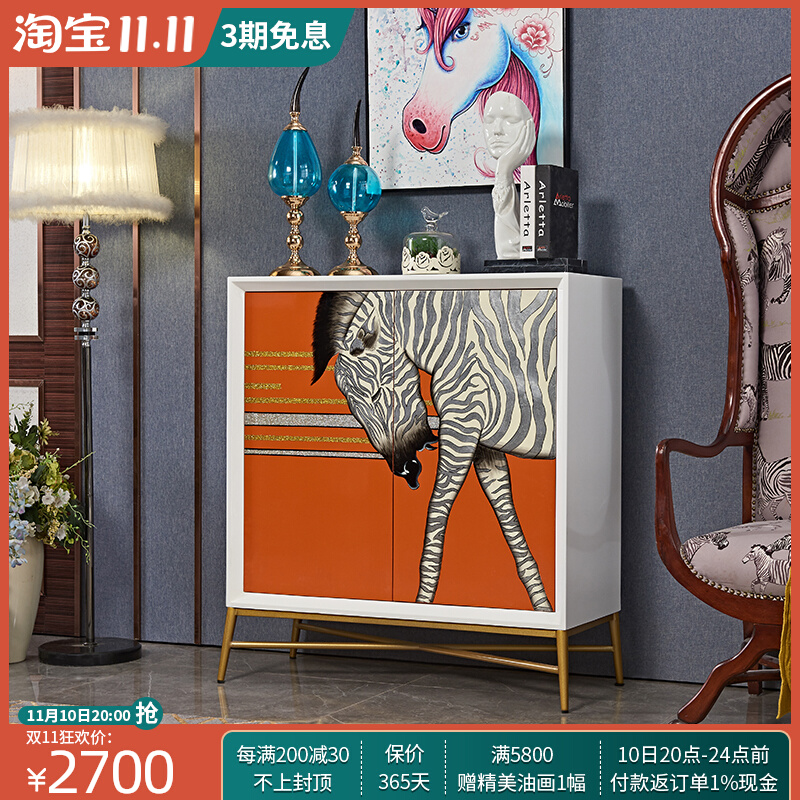 Italian light luxury orange orange dining cabinet one meter storage shoe overall cabinet living room porch partition sofa next to decorative cabinet