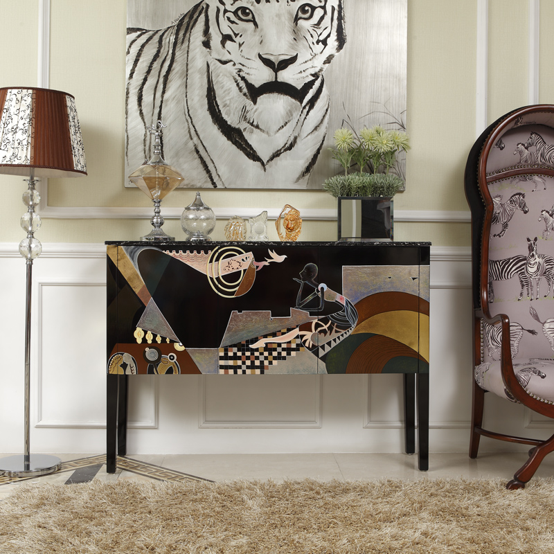 Modern minimalist entry light luxury style marble solid wood dining side porch partition cabinet neo-classical living room sofa back cabinet