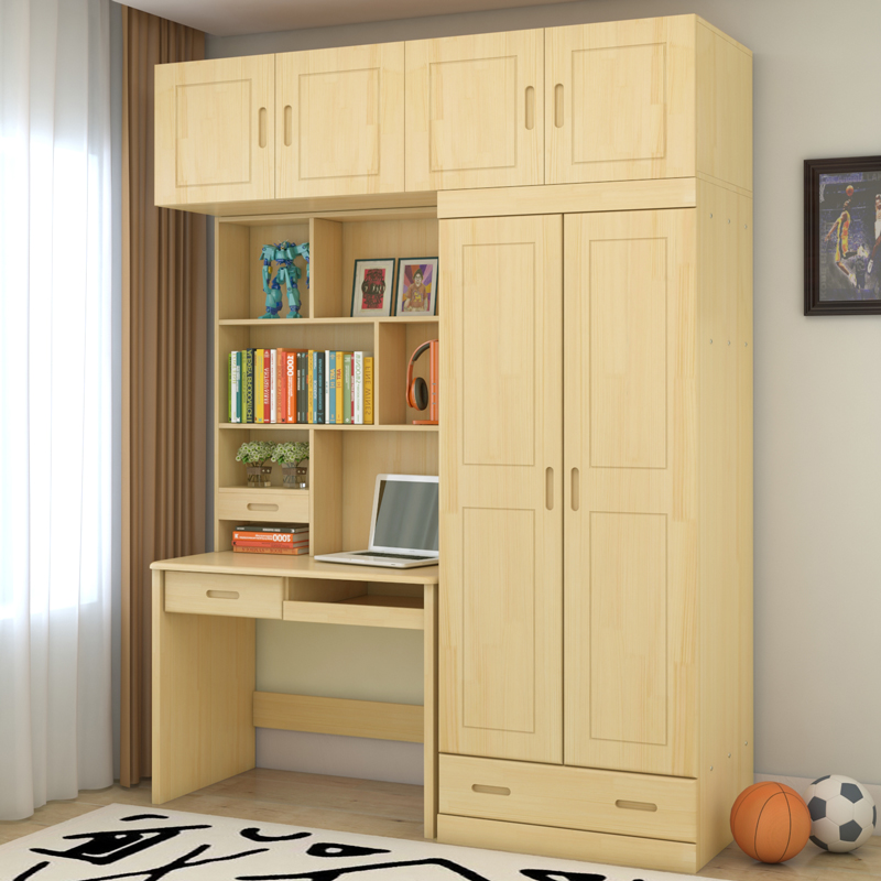 Parcel Post Pine Solid Wood Computer Desk Wardrobe Two Doors Three