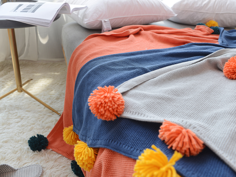 ins sofa giải trí chăn ngủ trưa Bắc Âu bông văn phòng đầu gối đan chăn dệt dây chuyền thô che - Ném / Chăn chăn lông cừu chữ vạn