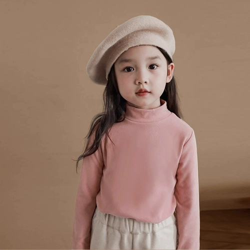 Бархатная демисезонная детская утепленный лонгслив, высокий воротник, в западном стиле