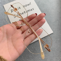 Little red book with the same fashion beauty glasses gold powder frameless myopia glasses female makeup net red style fairy color