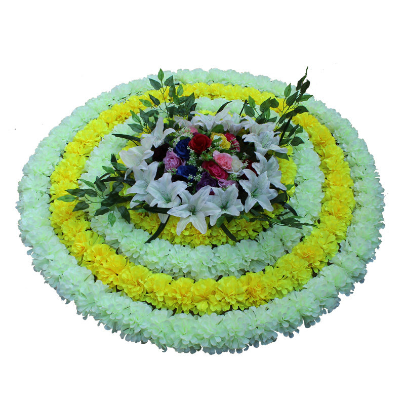 Silk Flower Chrysanthemum large flower ring Qingming flower sweep Tomb Flower Flowers Imitation Flower Funeral Parlor Funeral funeral flower funeral wreath