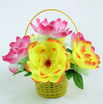 Silk flower lotus basket simulation disc view for buddha flower dancing flower props flower clear flower basket sweeping tombs flower decoration flowers