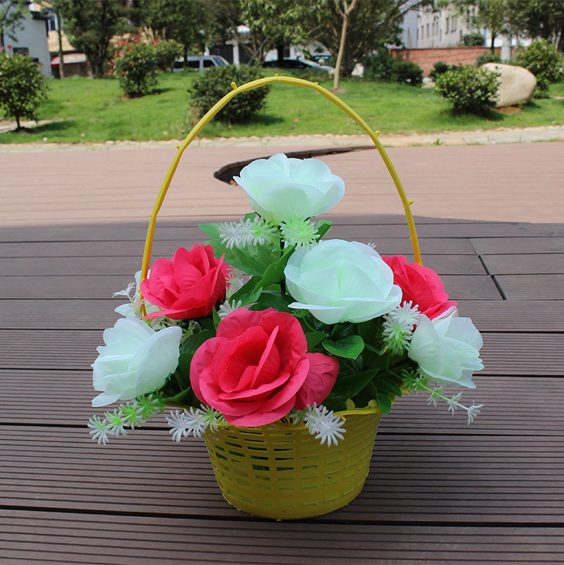 Emulated flower rose basket Flowers Sweep Tombs Flowers on Graves Flowers Fake Flowers Qingming Flower Cemetery to put flowers and flowers
