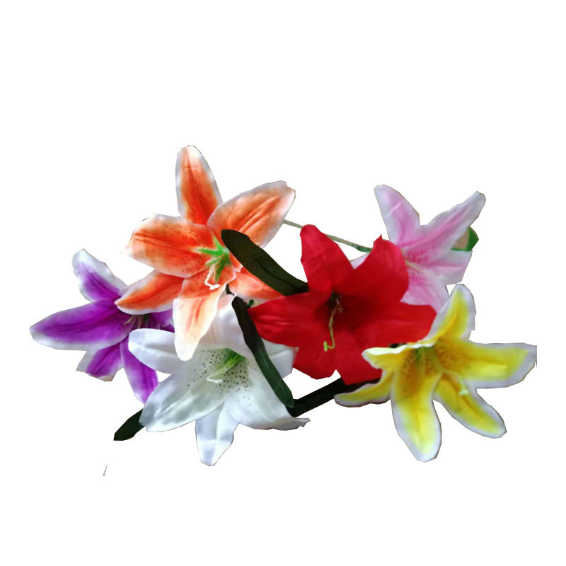 Simulation flower single lily flower Qingming flower arrangement flower tomb sweeping flower decorative flower single silk flower fake flower cheap plastic flower