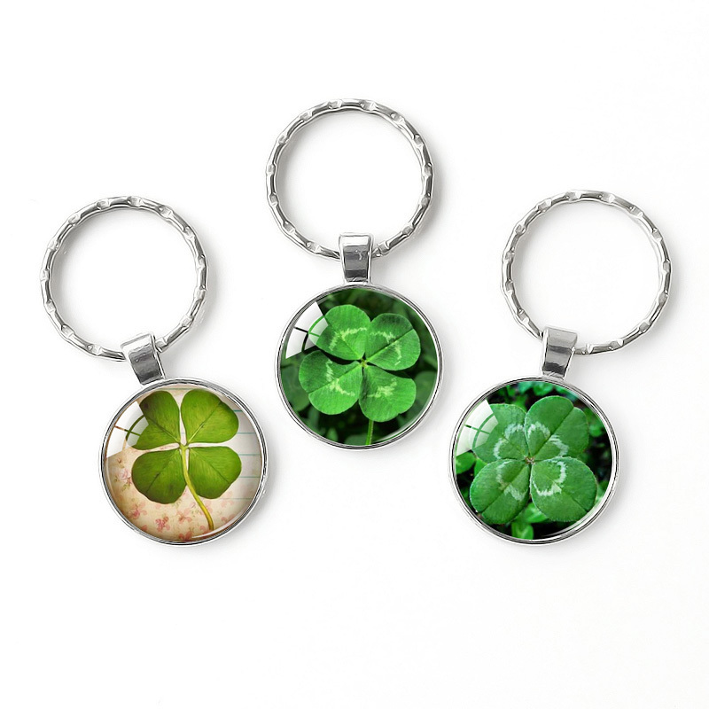 Lucky Four-Leaf Clover Crystal Glass Keychain Key Ring Bag Pendant Best Friend Birthday Graduation Gift