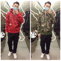 Autumn and winter boarder with cap and sweatshirt with beans and men and women thin loose cardiovert camouflate zipped-zipped couple coats