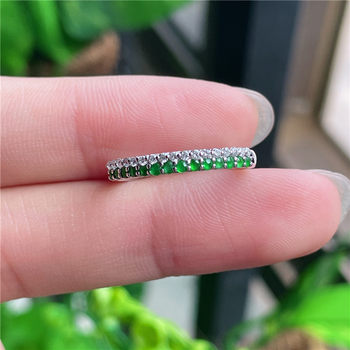New product in september: hongyu jadeite 18k gold inlaid ice waxy full color full green cabochon ring g50915