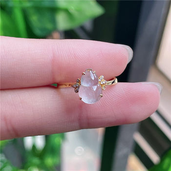 New product in september hongyu jadeite 18k gold inlaid ice seed white ice lucky gourd exquisite ring a940909