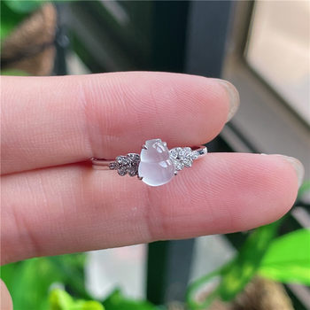 New product in september hongyu jadeite 18k gold inlaid ice seed white ice lucky gourd exquisite ring a940910