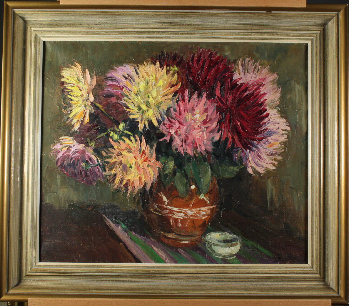 Real Lion's Fort Atlantic Antiquity French Jingle Oil Painting Signature on the right Next 1959 Antique Oil Painting