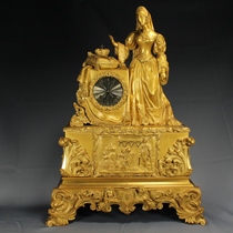 Sold Imperial Lion Castle Western Antique table clock French Antique Gilt copper table clock about 1840