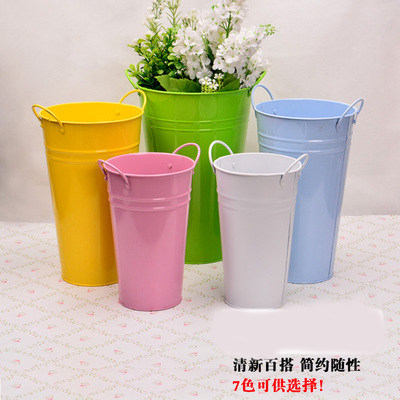 Color Tin Barrel Flower Shop Flower Barrel Flower Vase Flower Barrel Vase Decorative Floral Wedding FLOWER ARRANGEMENT BARREL STRING STRING BAMBOO SIGN CYLINDER