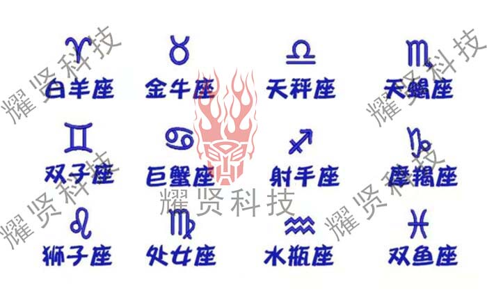 Computer Embroidery Pattern Library Collection of 12 Zodiac Signs Emb Material Patterns Dst Embroidery Template Program Version