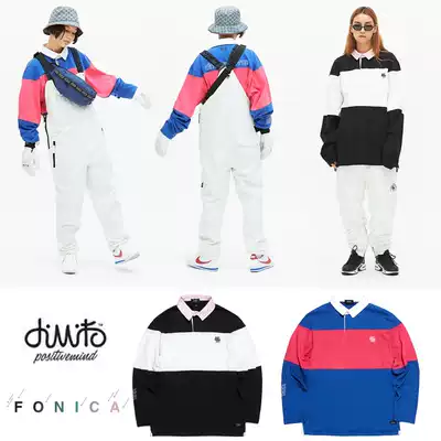 1819DIMITO Korean ski sweater men and women single double board powder stand collar zipper White Black Pink clothing pants