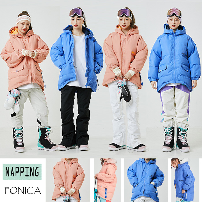 (Special offer)NAPPING Korean ski suit women's single and double board powder sky blue waterproof warm jacket pants