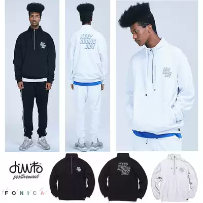 DIMITO Korean ski sweater windproof cold thick warm men and women single double plate powder stand collar zipper White Black